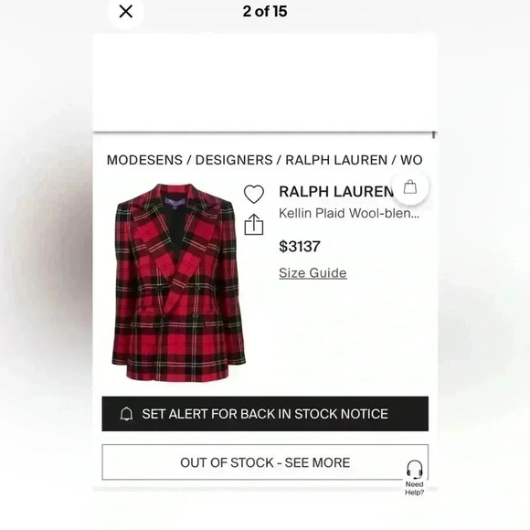 Ralph Lauren Collection Purple Label Jacket Plaid Tartan Blazer Wool Cashmere 12 - Picture 2 of 11